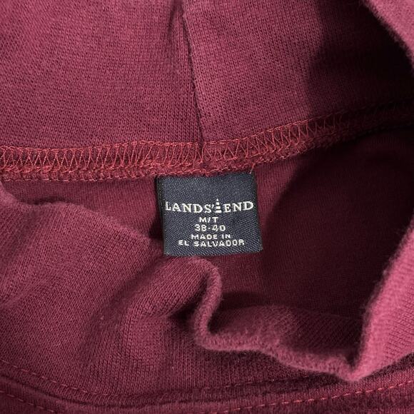 Lands End Turtleneck Women Medium Tall Burgundy Cotton Mock Shirt Base Layer - Picture 10 of 12